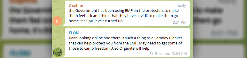 Telegram messages about EMF