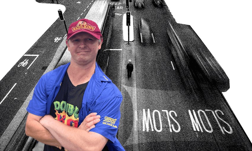 Jared Ifwersen, pictured, and his mum have been campaigning for speed slowing measures for their local area since he was hit by a speeding car in 1985. (Design: Tina Tiller, image is not of actual road) 
