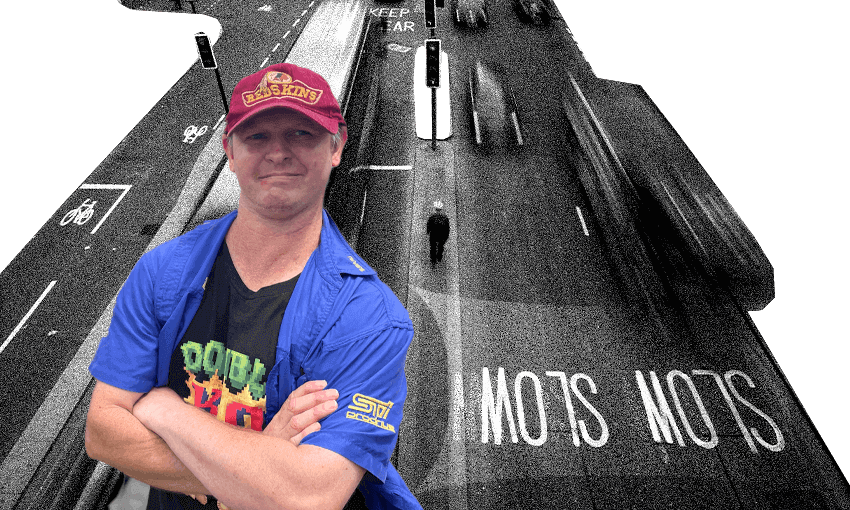 Jared Ifwersen, pictured, and his mum have been campaigning for speed slowing measures for their local area since he was hit by a speeding car in 1985. (Design: Tina Tiller, image is not of actual road)