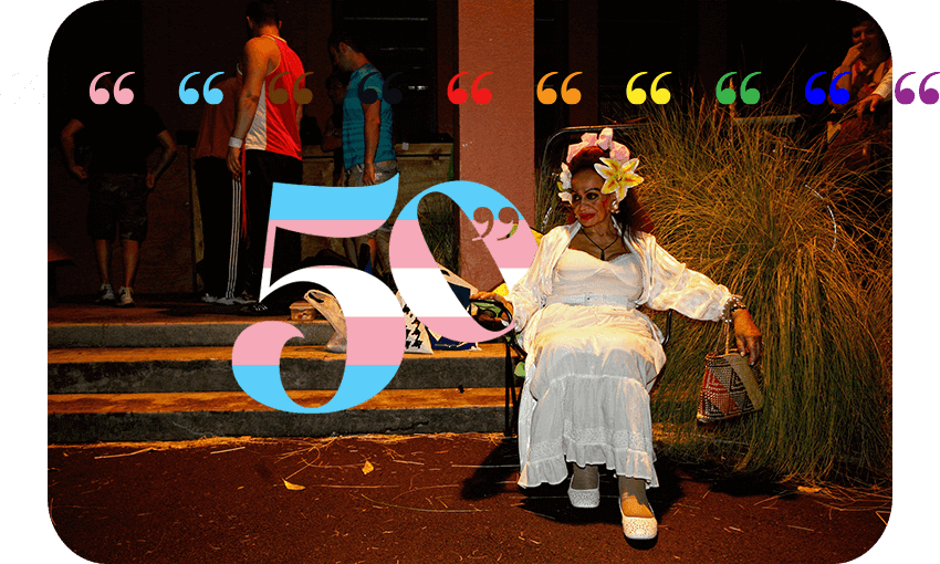Carmen Rupe at Sydney Mardi Gras in 2008 (Photo: Anoek de Groot/Getty. Design: Tina Tiller) 
