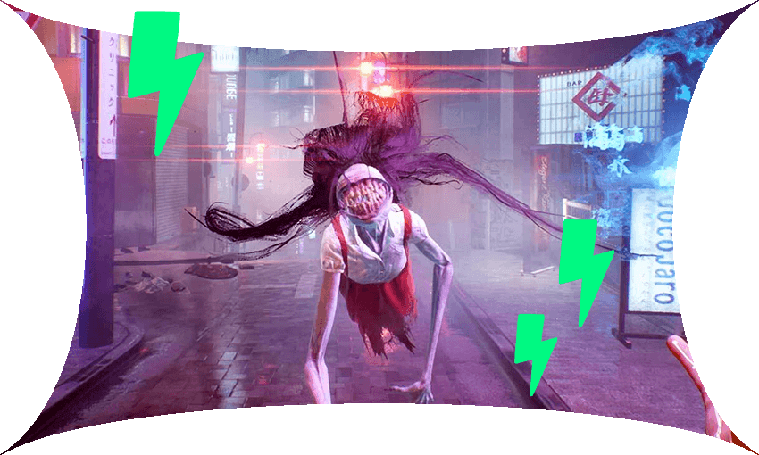 Don’t let her fool you, Ghostwire: Tokyo is a delightful, engrossing ride through Shibuya. (Photo: Bethesda Softworks, Image Design: Archi Banal) 
