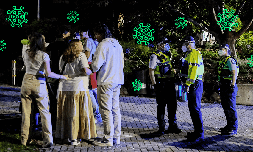 Students and police at O Week in Dunedin (Image: Aiman Amerul Muner) 
