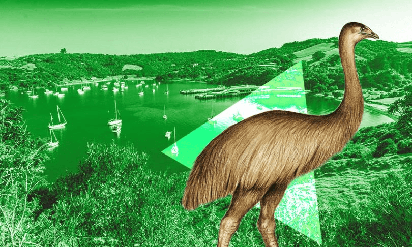 Pasifika artist Ioane Ioane behind the moa replica at the 2022 Sculpture on the Gulf. (Image: Archi Banal)