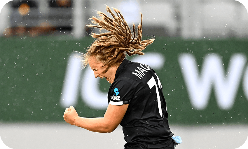 Frankie Mackay performed well at Eden Park during the White Ferns loss to England on Sunday (Photo by Hannah Peters/Getty Images) 
