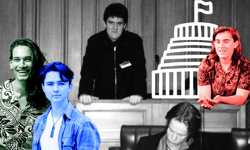 Former youth parliament participants, from left: Shaneel Lal, Luke Wijohn, Chris Bishop, Azaria Howell (Photos; Supplied, design by Archi Banal)