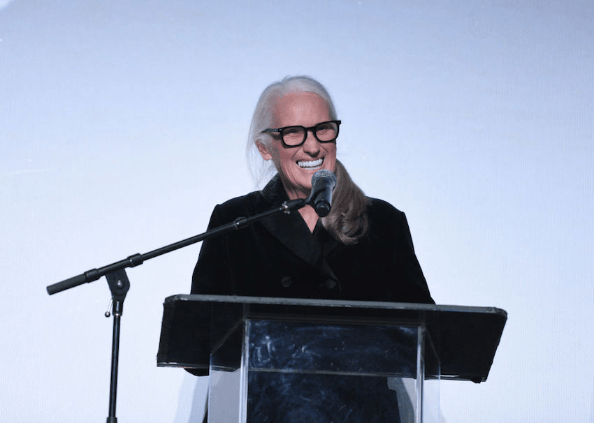 LOS ANGELES, CALIFORNIA – MARCH 10: Director Jane Campion speaks onstage during the Netflix Power Of The Dog Live-to-Screen Performance on March 10, 2022 in Los Angeles, California. (Photo by Vivien Killilea/Getty Images for Netflix) 
