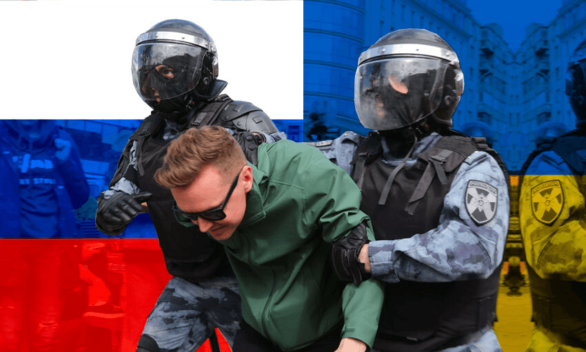 A relative of the author is arrested  in Russia protesting against the war (Image: Supplied/Tina Tiller) 
