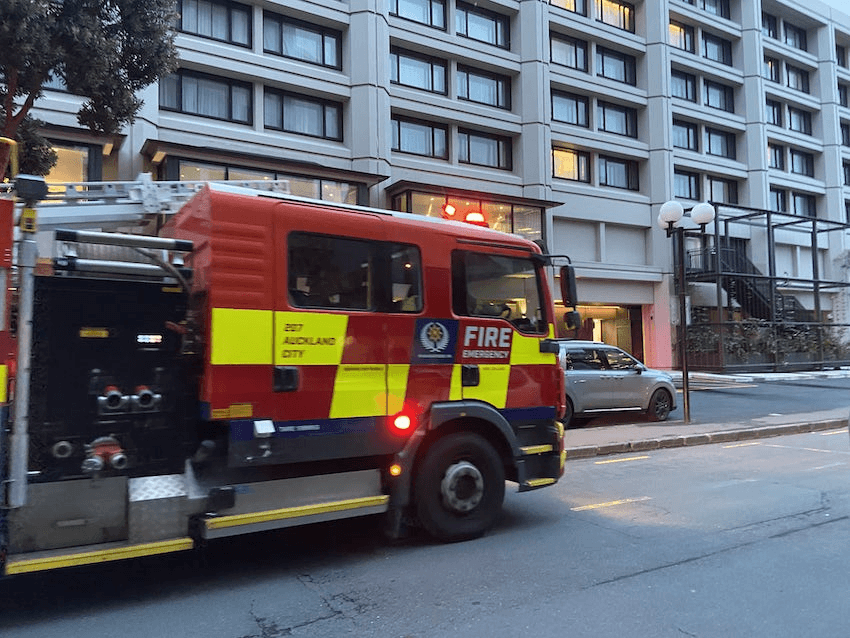Fire engines outside the Cordis (photo: Stewart Sowman-Lund) 
