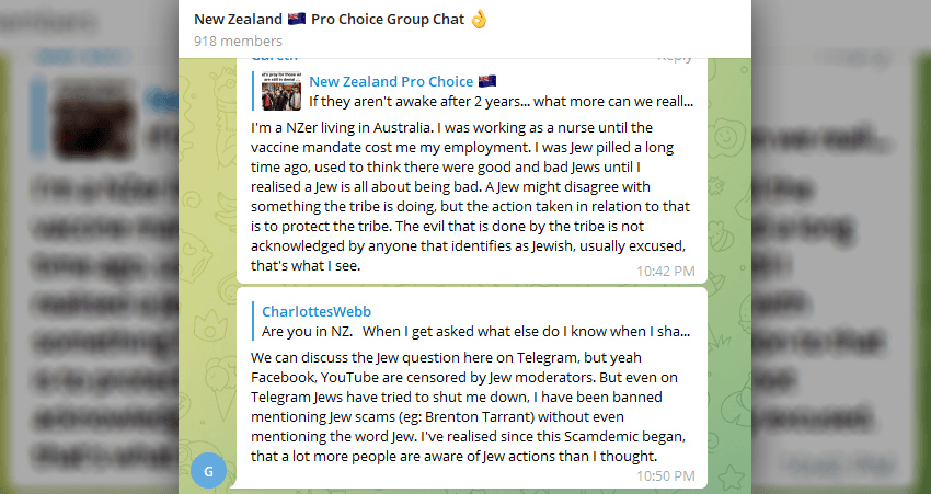 Two Telegram messages expounding on anti-Jewish conspiracy theories