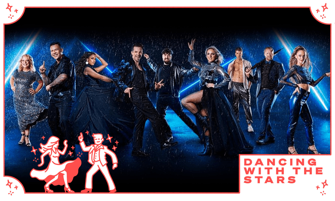 The cast of Dancing with the Stars NZ 2022, ready to sashay! (Image design: Toby Morris) 
