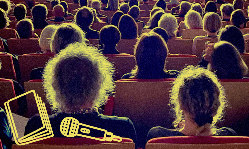 Back view of heads of an audience at a literary festival