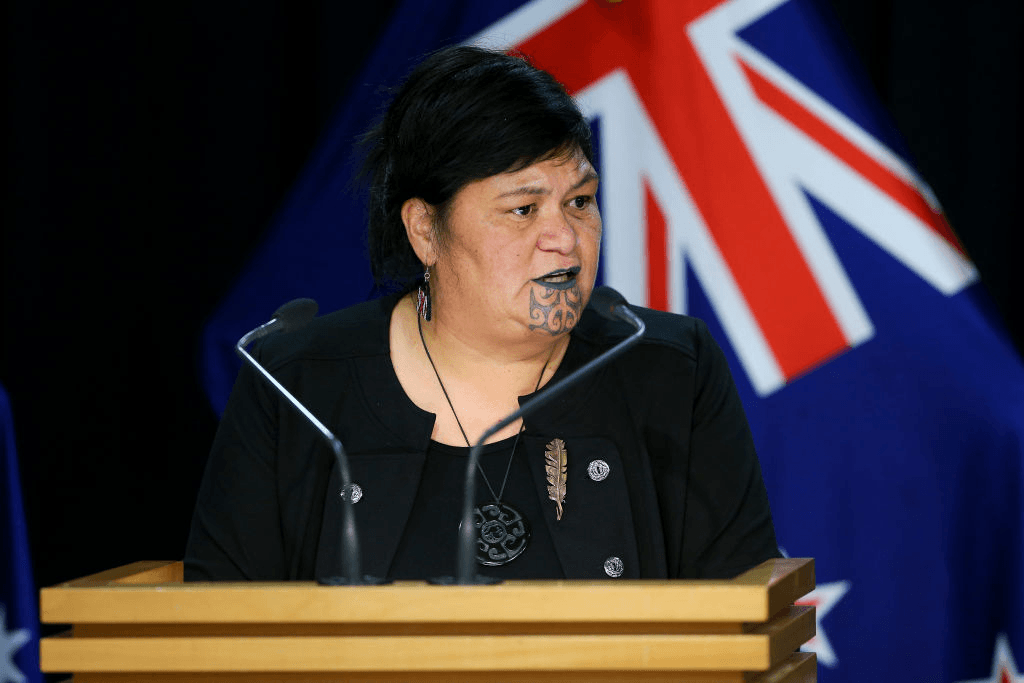 WELLINGTON, NEW ZEALAND – APRIL 22: Minister of Foreign Affairs Nanaia Mahuta talks to media during a press conference at Parliament on April 22, 2021 in Wellington, New Zealand. Australian Minister for Foreign Affairs Marise Payne is on a two-day visit to New Zealand for formal foreign policy discussions with New Zealand Minister of Foreign Affairs Nanaia Mahuta.  It is the first face-to-face Foreign Ministers’ consulations since the COVID-19 pandemic began.  (Photo by Hagen Hopkins/Getty Images) 
