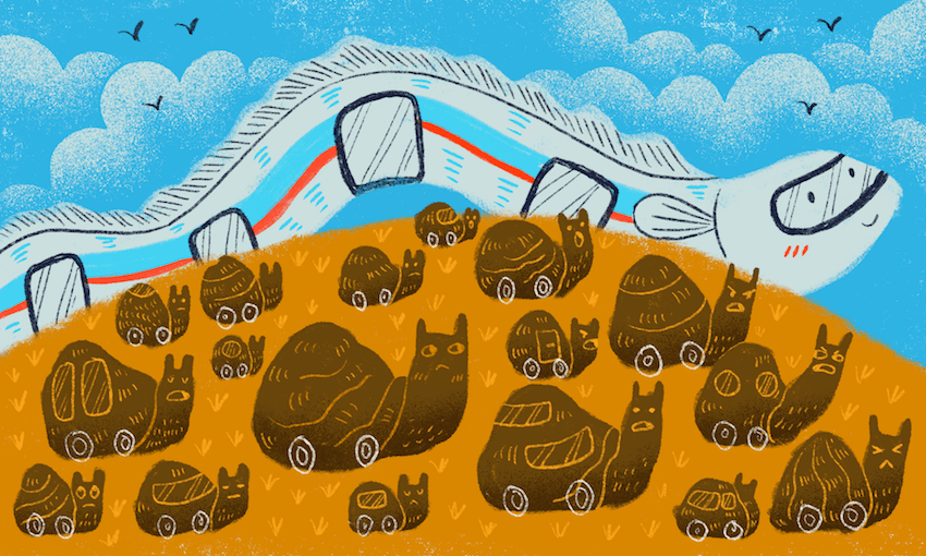 The car-focused motorway model isn’t working. Light rail could be the solution (Illustration: Marc Conaco) 
