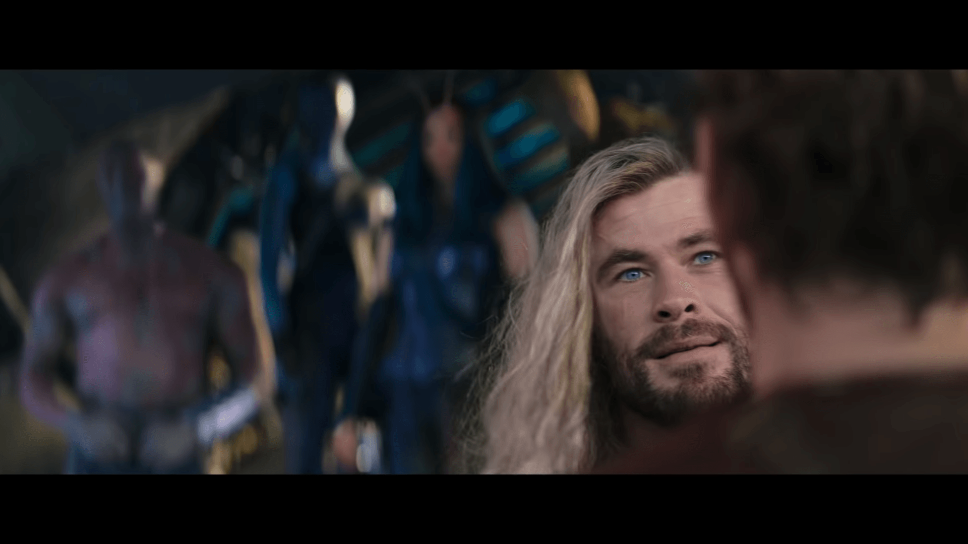 Chris Hemsworth gazes adoringly into Chris Pratt’s eyes in the trailer for Marvel Studios’ new Thor movie. 
