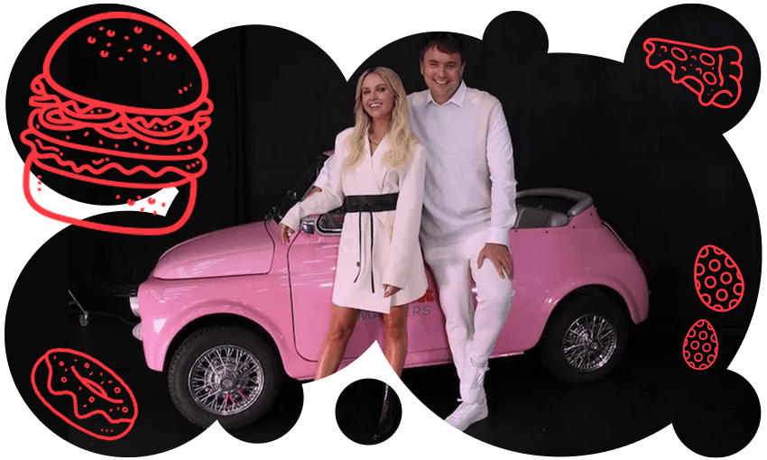 Snack Masters NZ hosts Kimberley Crossman and Tom Sainsbury (Image: TVNZ / Bianca Cross)