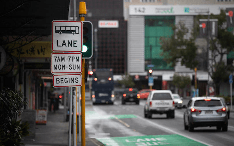 Auckland’s Khyber Pass Road bus lane (Photo: RNZ / Cole Eastham-Farrelly) 

