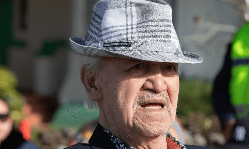 Joe Hawke at Ihumatao in 2019 (Photo: RNZ / Dan Cook) 

