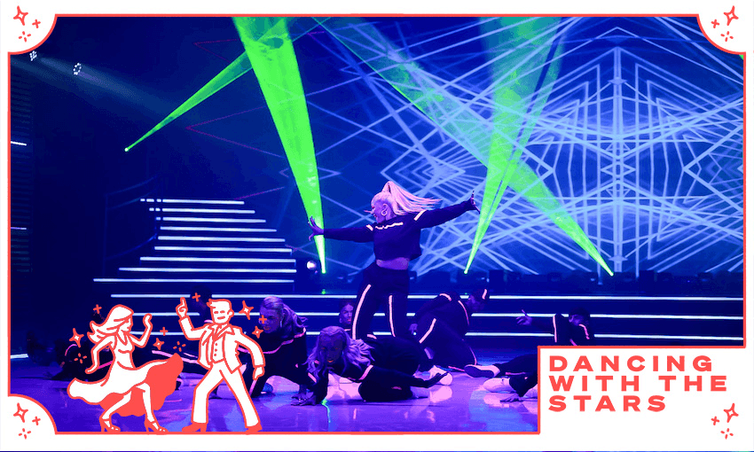 Kristie Williams during the opening group number to ‘Sandstorm’ by Darude on week four of Dancing with the Stars NZ. (Photo: Eddison Te Reo) 
