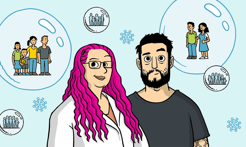 Siouxsie Wiles and Toby Morris produced a number of world-famous Covid communications in 2020 (Illustration: Toby Morris) 
