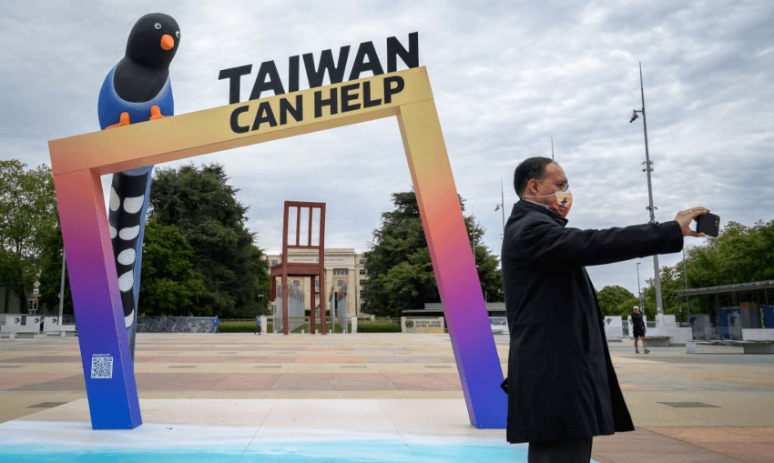 A protest installation outside the United Nations Offices in Geneva on the opening day of the WHO’s World Health Assembly in 2021 (Photo: Fabrice Coffrini/ AFP via Getty Images)