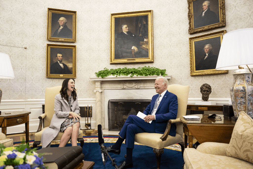 Jacinda Ardern and Joe Biden in the Oval Office (Image / Getty Images) 
