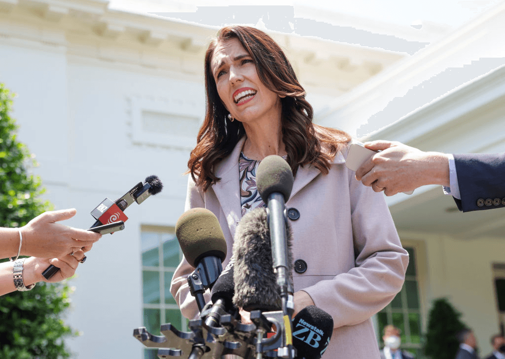 Jacinda Ardern fronts to media after her White House meeting (Image / Getty Images) 
