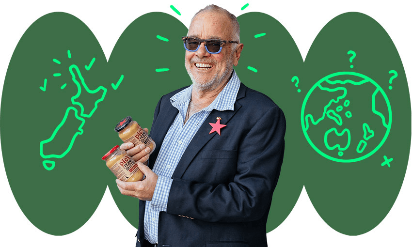 Pic’s Peanut Butter founder Bruce ‘Pic’ Picot (Photo: Supplied; additional design: Toby Morris) 
