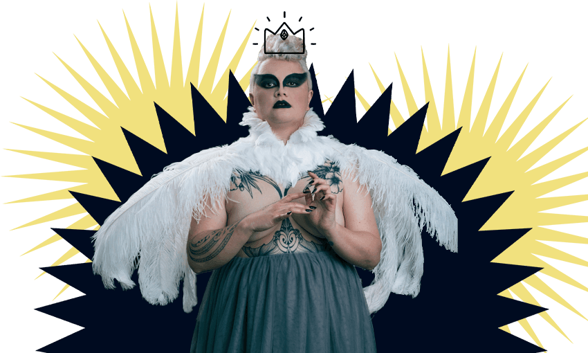 Whiti Hereaka as Kurangaituku, her muse and main character (Photo: Tabitha Arthur) 
