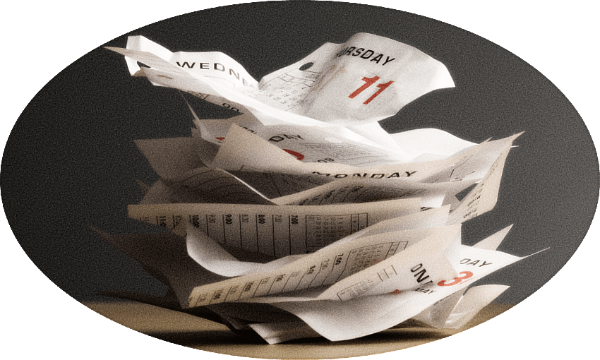 a pile of calendare dates sort of crumpled looking