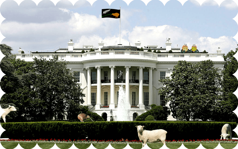 The land of the long white house. Photo by Alex Wong/Getty Images; collage by Jason Stretch 
