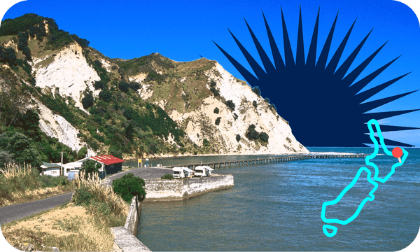 Tokomaru Bay (Photo: Oliver Strewe / Getty Images; additional treatment: The Spinoff) 
