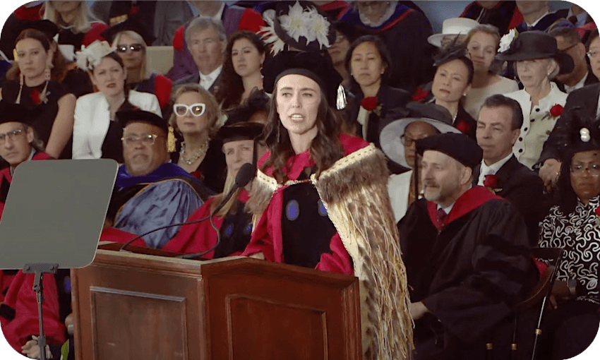 Jacinda Ardern speaks at Harvard (Photo: Screenshot) 
