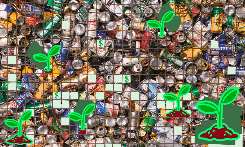 a whole lot of rubbish with green plant icons