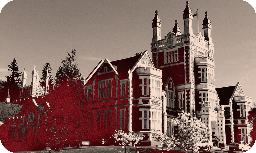 Otago Boys’ High School (Photo: Benchill / Wikicommons; Design: Archi Banal) 
