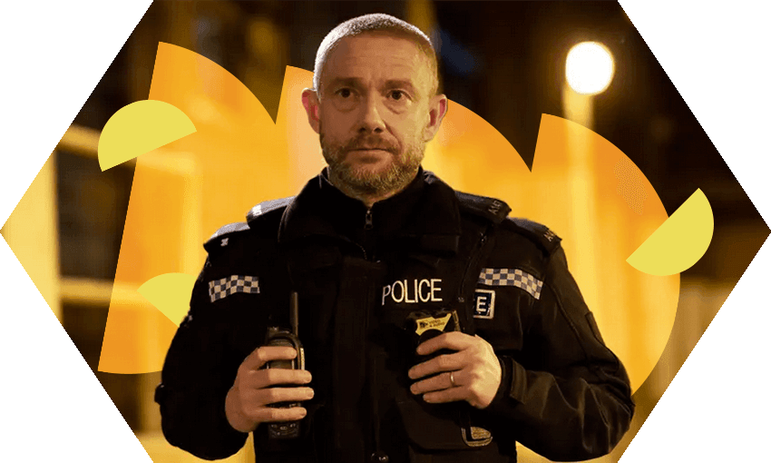 Martin Freeman stars as a troubled cop in The Responder (Image: Supplied / Design: Archi Banal) 
