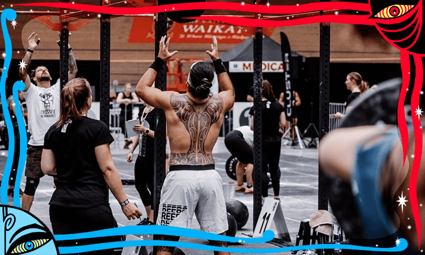 Eru Kapa-Kīngi doing wall-balls (Photo: Supplied, additional design Archi Banal)