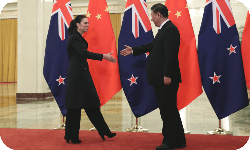 NZ prime minister Jacinda Ardern and Chinese president Xi Jinping meet in Beijing in 2019. (Photo: Kenzaburo Fukuhara – Pool/Getty Images) 
