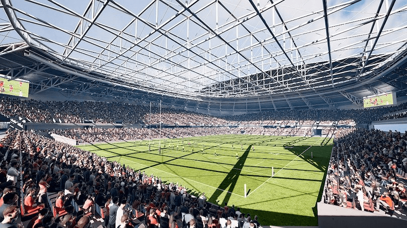 An artist’s impression of the proposed Christchurch stadium during a sports game (Photo: Christchurch City Council) 
