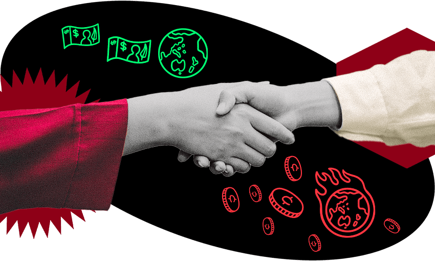 two nadshakes with coins and a burning planet. it's sorta dire unforch