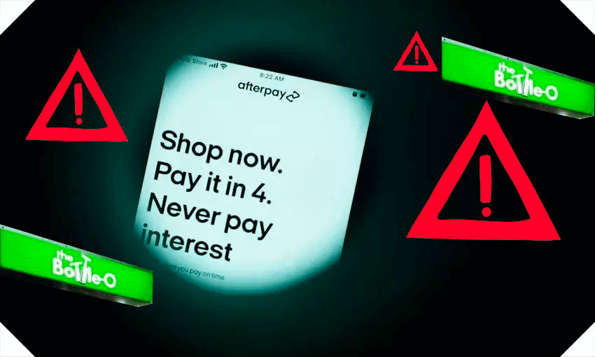Consumers are using buy now, pay later schemes like Afterpay to purchase alcohol (Photo: Getty Images; additional design: Tina Tiller) 
