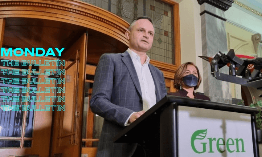 Green Party co-leaders James Shaw and Marama Davidson. Photo: RNZ / Craig McCulloch