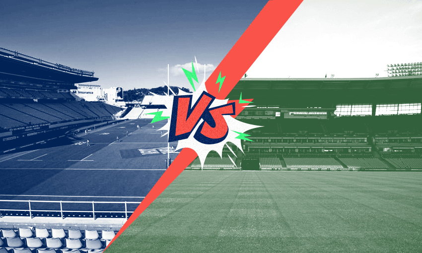 Auckland stadiums Eden Park (left) and Mt Smart  
