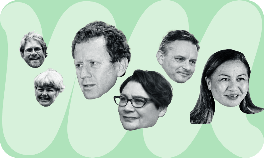 Green leaders, from left: Rod Donald, Jeanette Fitzsimons, Russel Norman, Metiria Turei, James Shaw, Marama Davidson. 
