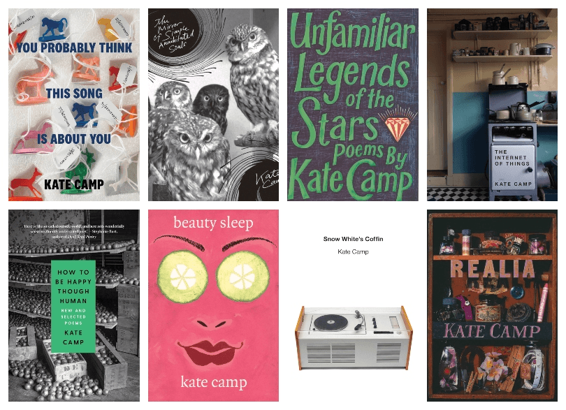 Covers of 8 books, 7 of them poetry, featuring weird and eclectic images. 