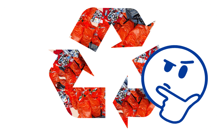 Red rubbish bags filled with litter picked by members of the Tongan community in Auckland. (Image: Bianca Cross) 
