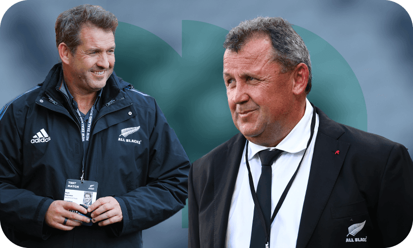 NZ Rugby CEO Mark Robinson and All Blacks coach Ian Foster (Photos: Getty Images) 
