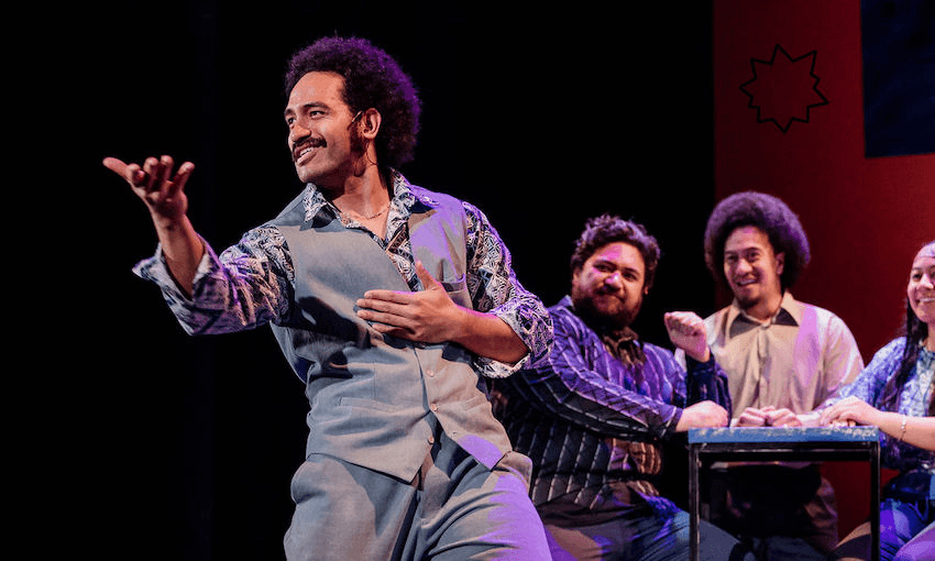 Michael Falesiu in Auckland Theatre Company and Pacific Underground’s production of Oscar Kightley’s Dawn Raids. (Photo: Andi Crown Photography) 
