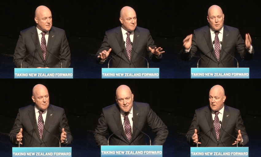 Chris Luxon addresses the National party conference, August 7, 2022 
