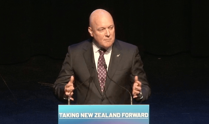 Chris Luxon addresses the 2022 National Party conference in Christchurch (Photo: Screengrab) 
