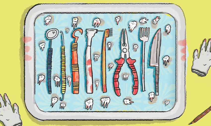 A mouth with 27 too many teeth